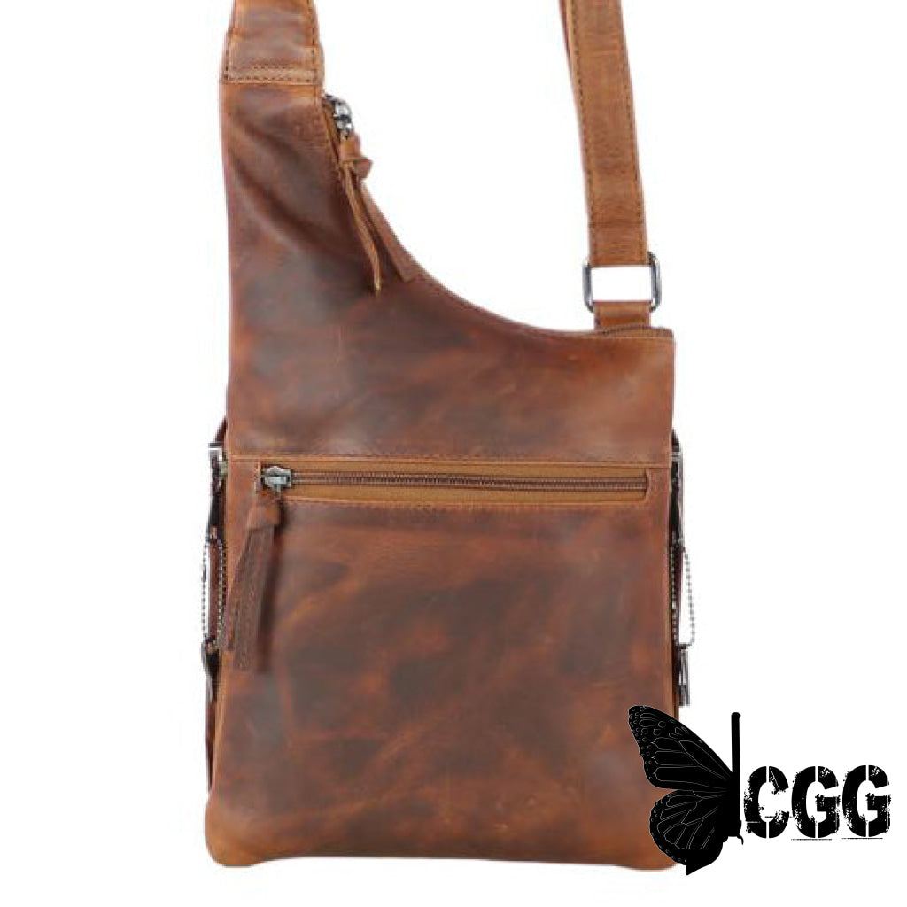 Concealed Carry Unisex Remi Leather Crossbody By Lady Conceal Cognac Bags