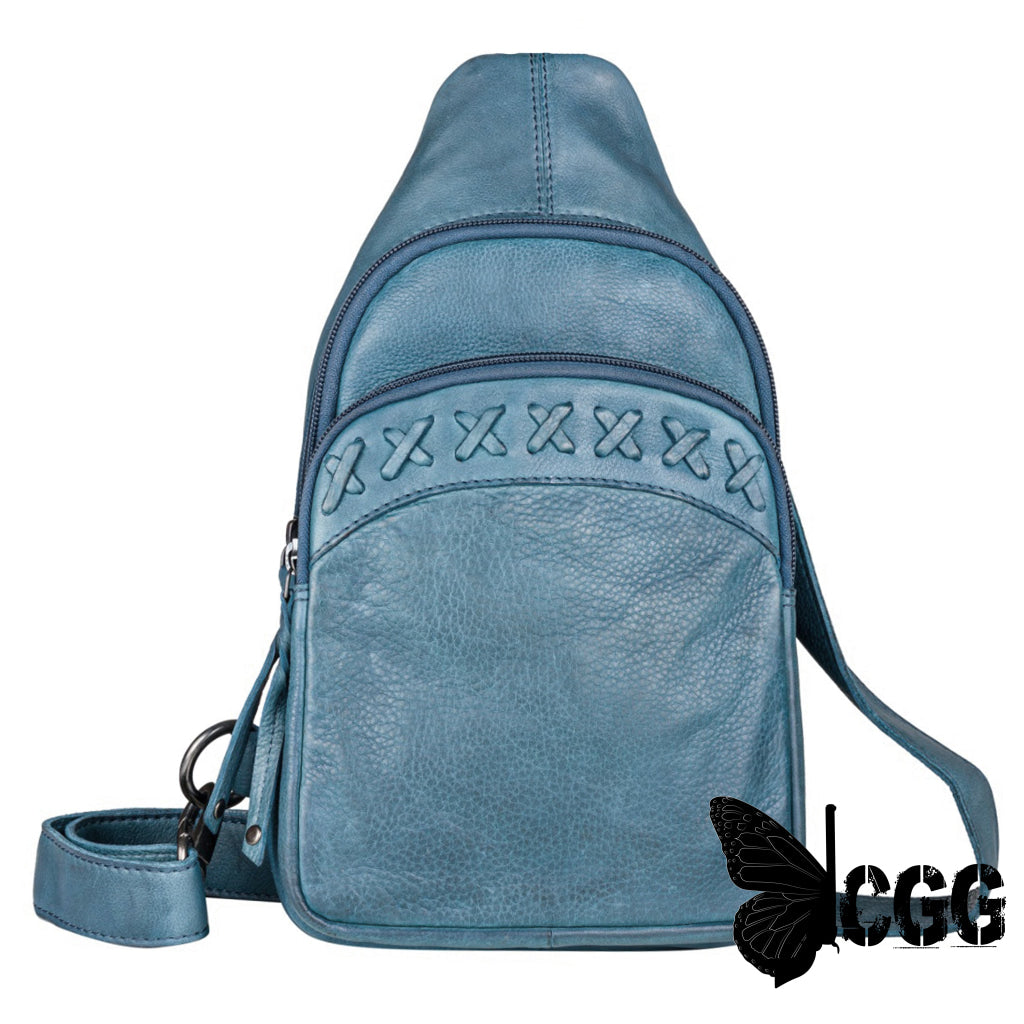 Concealed Carry Unisex Taylor Sling Leather Backpack By Lady Conceal Blue Slings