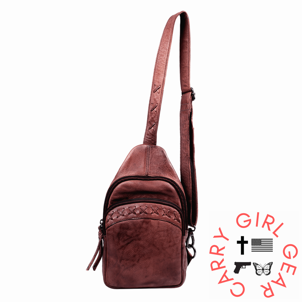 Concealed Carry Unisex Taylor Sling Leather Backpack By Lady Conceal Slings
