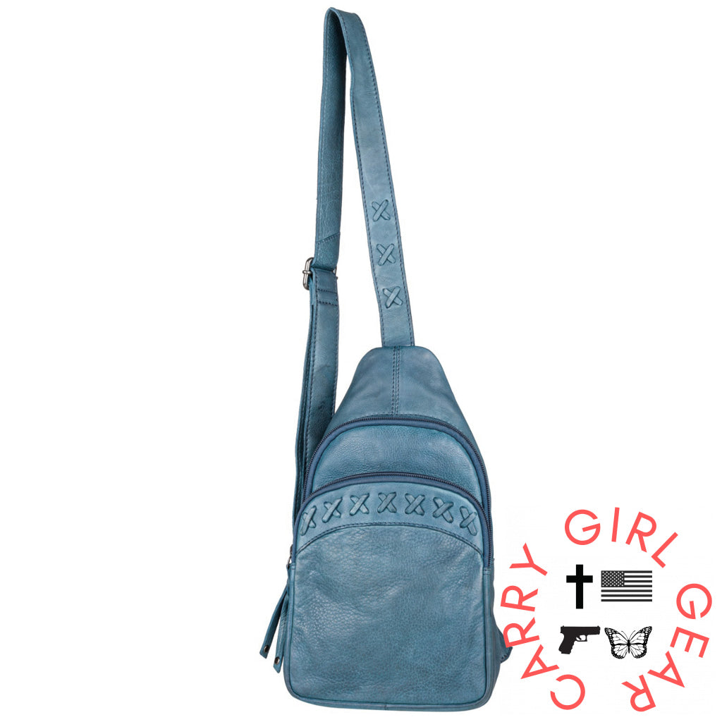 Concealed Carry Unisex Taylor Sling Leather Backpack By Lady Conceal Slings