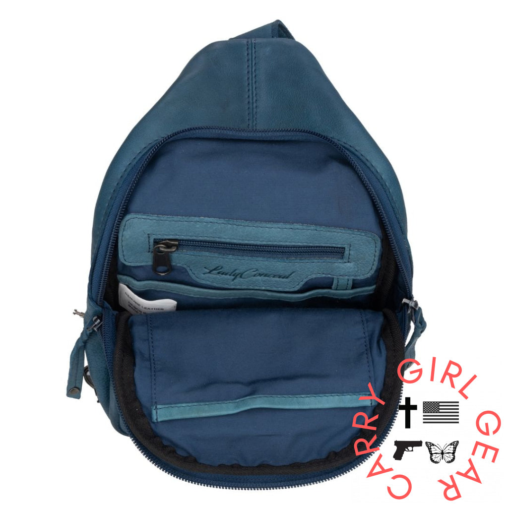 Concealed Carry Unisex Taylor Sling Leather Backpack By Lady Conceal Slings