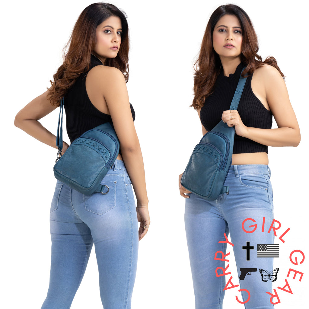 Concealed Carry Unisex Taylor Sling Leather Backpack By Lady Conceal Slings