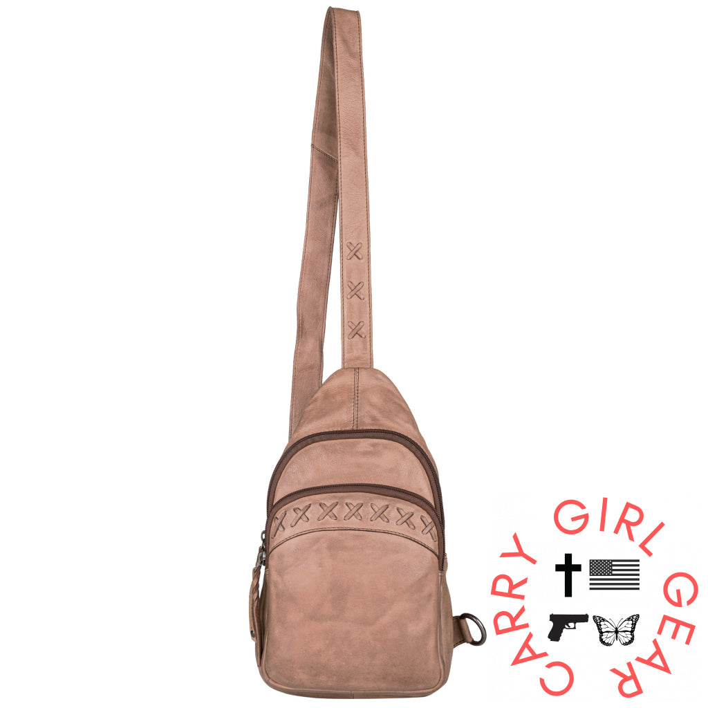 Concealed Carry Unisex Taylor Sling Leather Backpack By Lady Conceal Slings