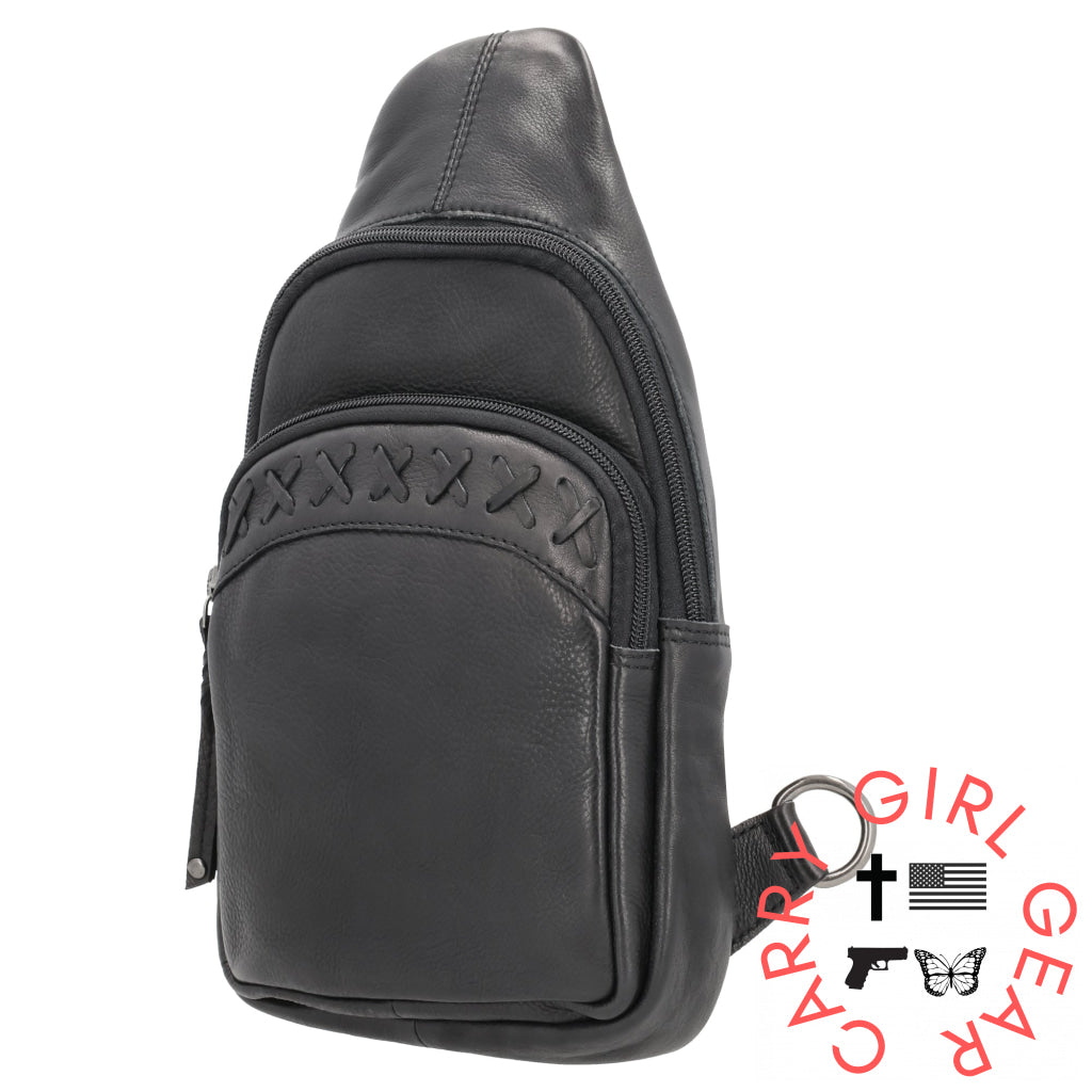 Concealed Carry Unisex Taylor Sling Leather Backpack By Lady Conceal Slings