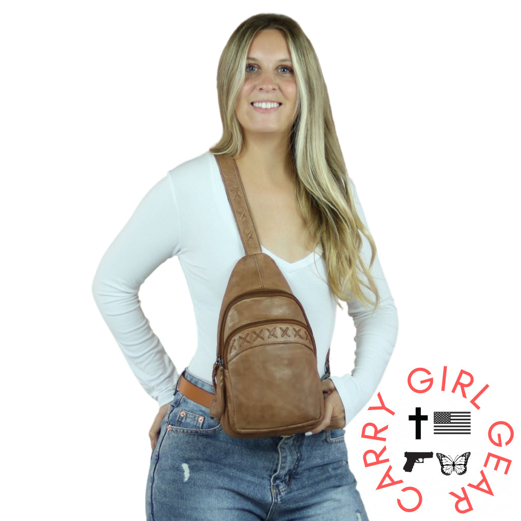 Concealed Carry Unisex Taylor Sling Leather Backpack By Lady Conceal Slings
