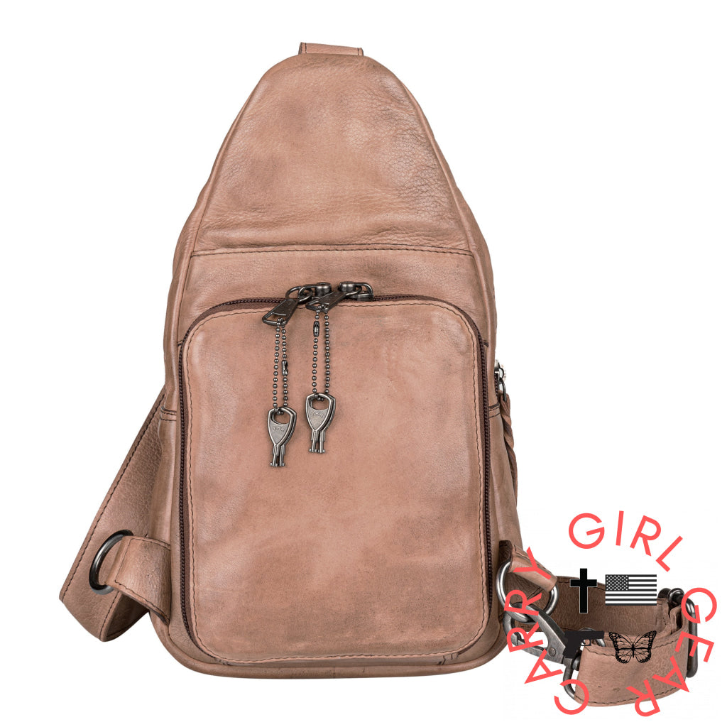 Concealed Carry Unisex Taylor Sling Leather Backpack By Lady Conceal Slings