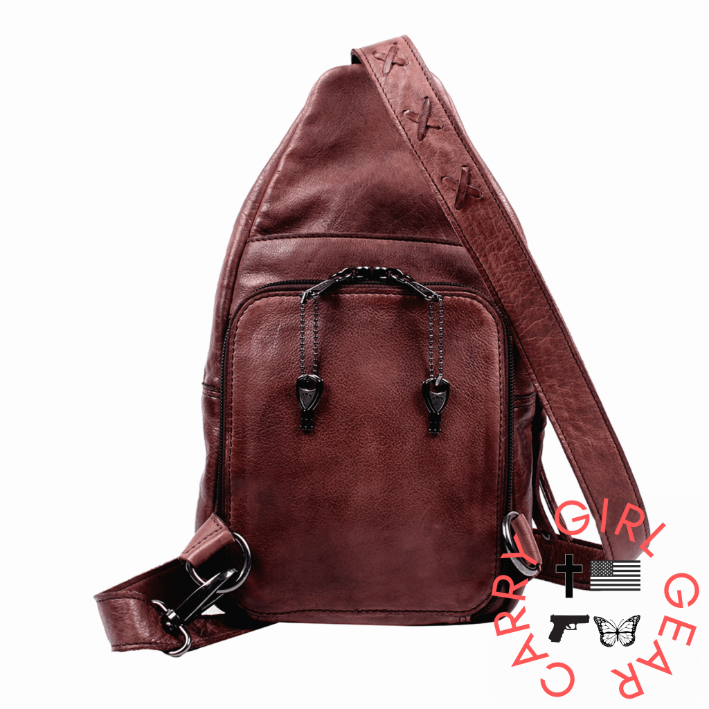 Concealed Carry Unisex Taylor Sling Leather Backpack By Lady Conceal Slings