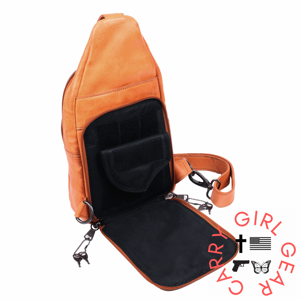 Concealed Carry Unisex Taylor Sling Leather Backpack By Lady Conceal Slings