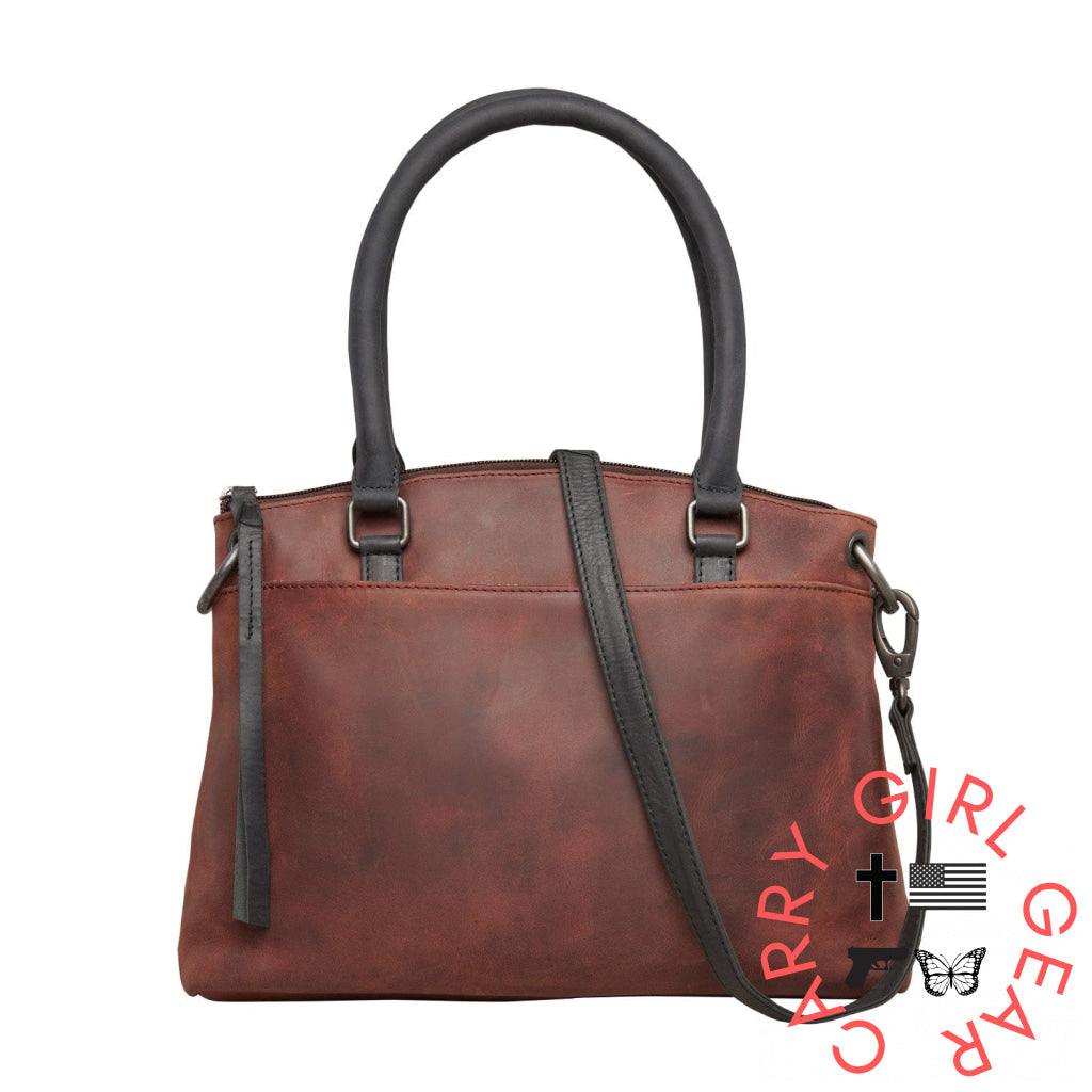 Concealed Carry Whitely Leather Satchel By Lady Conceal Mahogany Satchels