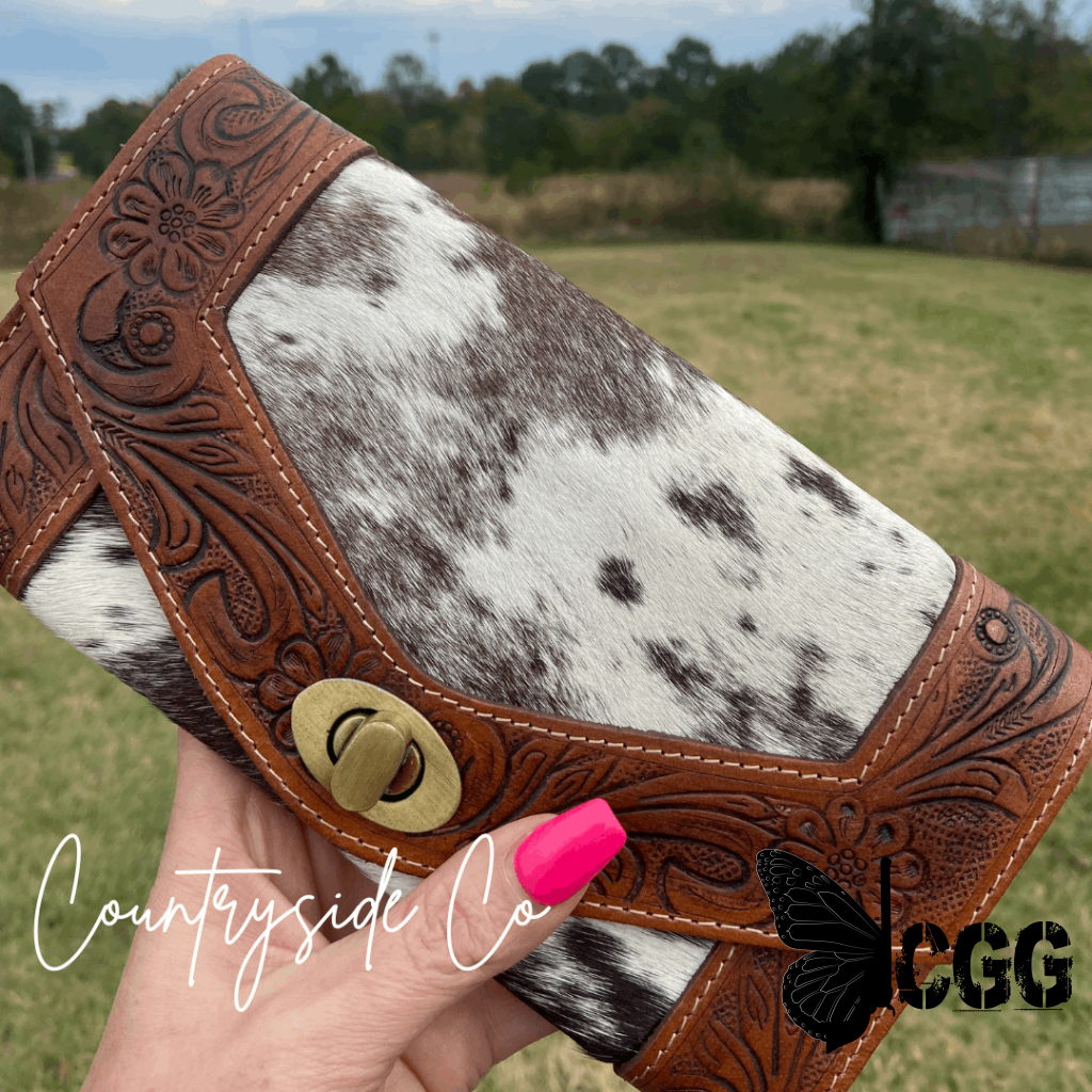 Cowgirl Cowhide And Tooled Leather Wallet