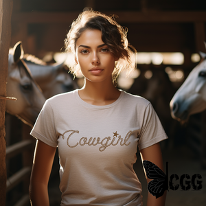 Cowgirl In Rope Graphic Tee Shirt For Country Girls- Bourbon T-Shirt