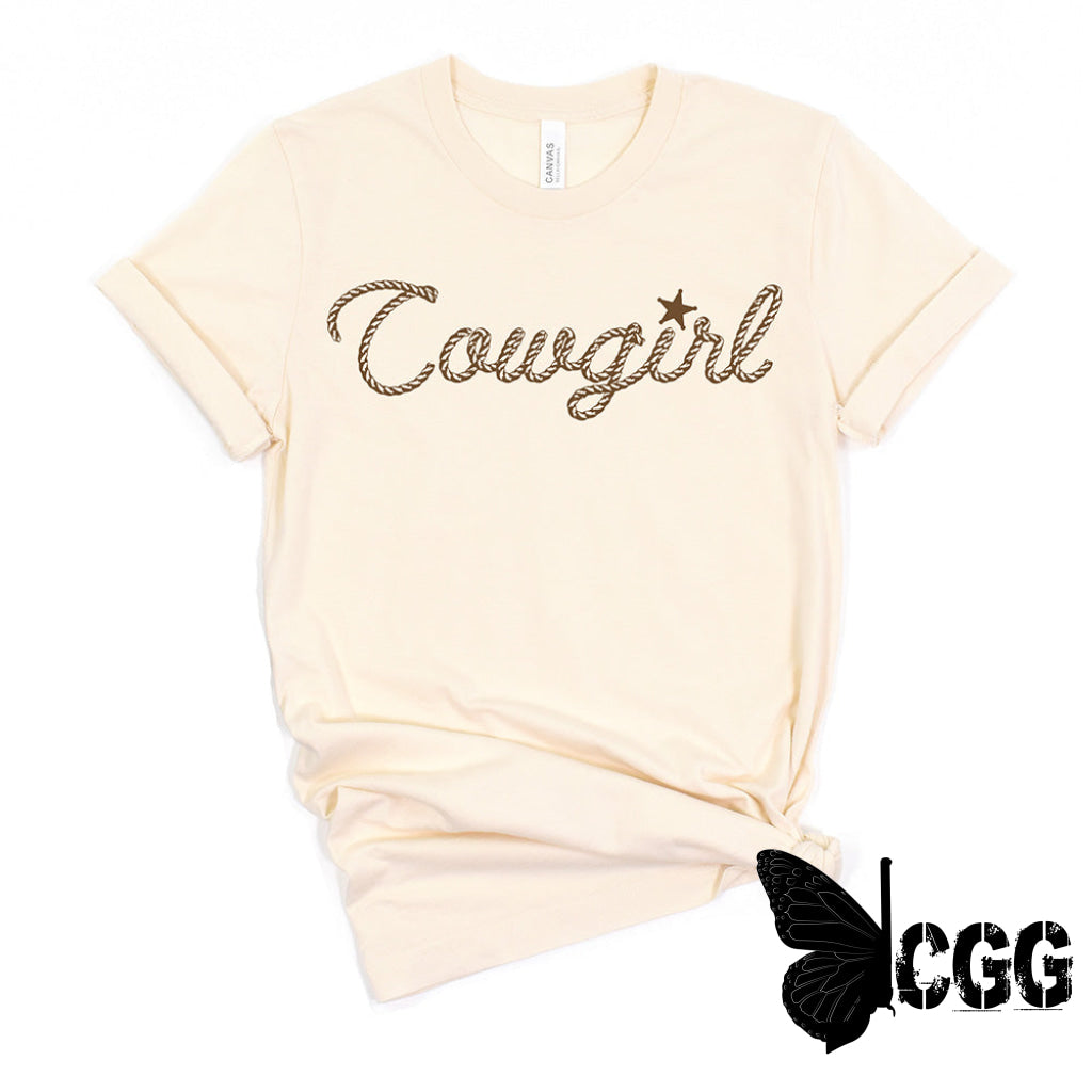 Cowgirl In Rope Graphic Tee Shirt For Country Girls- Bourbon T-Shirt