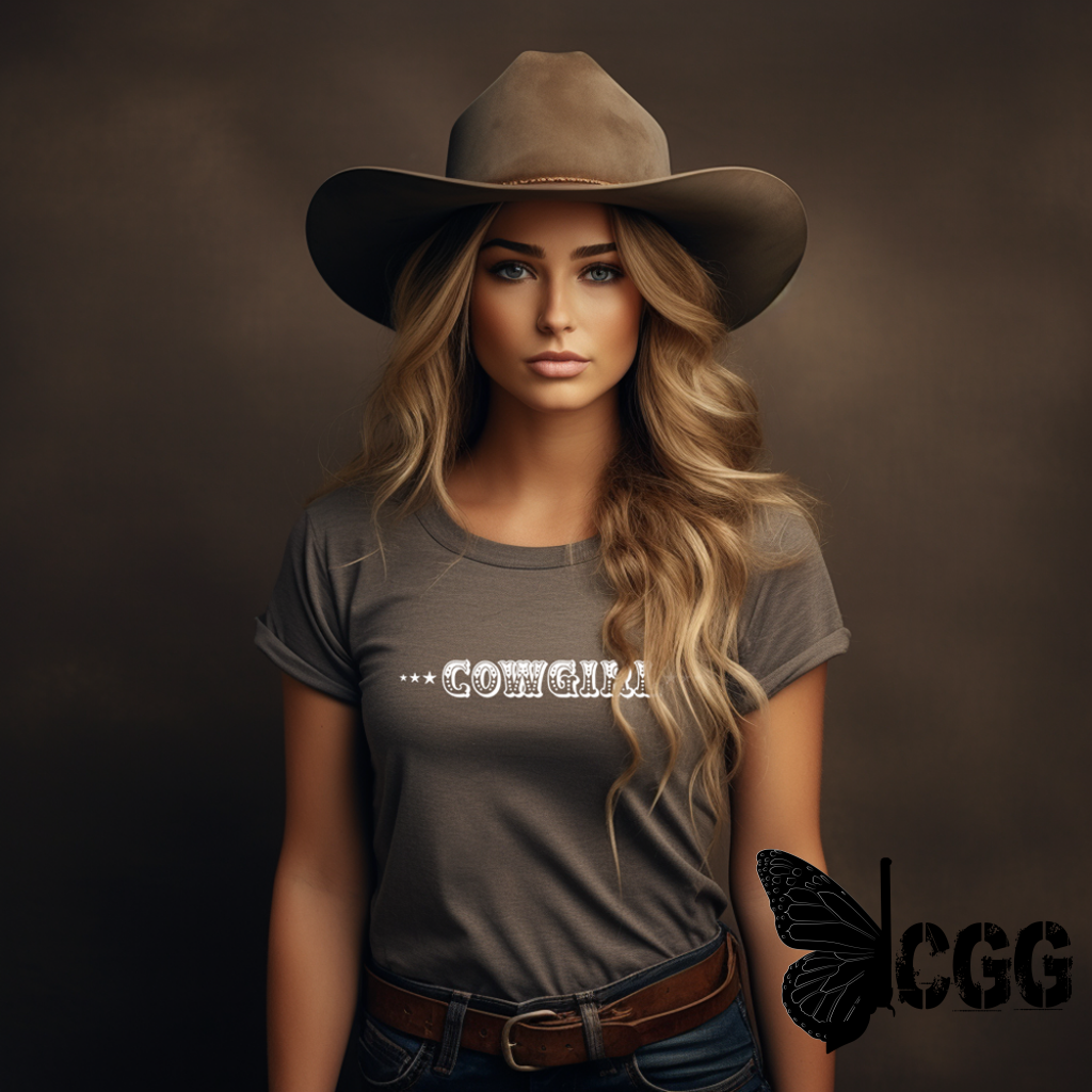 Cowgirl With Sheriff Stars Graphic Tee Shirt - Bourbon T-Shirt