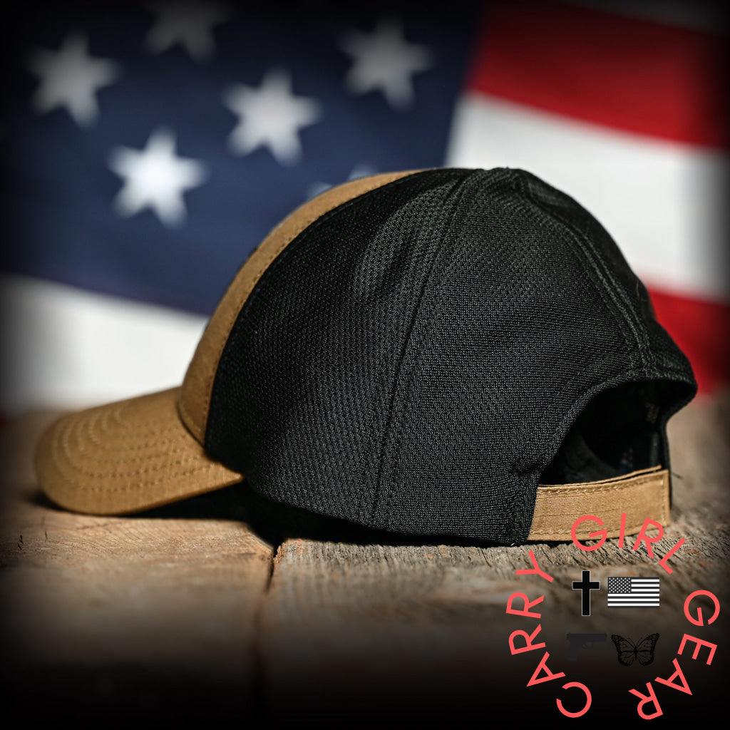Coyote Brown Ripstop & Black Mesh American Flag Hat Hats