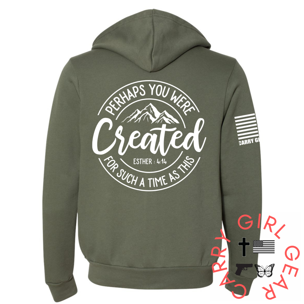 Created For Such A Time Zippered Hoodie Military Green / Xs