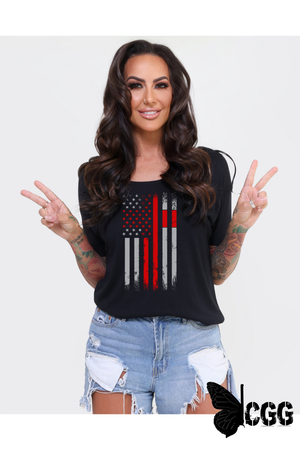 Cross And Flag Design Black Ladies Rocker Tee / Small Shirt