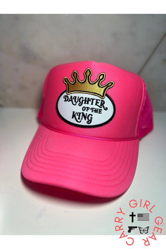 Daughter of the King patch trucker hat -clearance Hot Pink