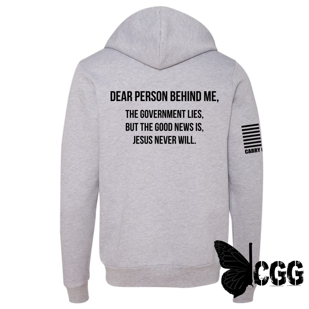 Dear Person Behind Me Zippered Hoodie