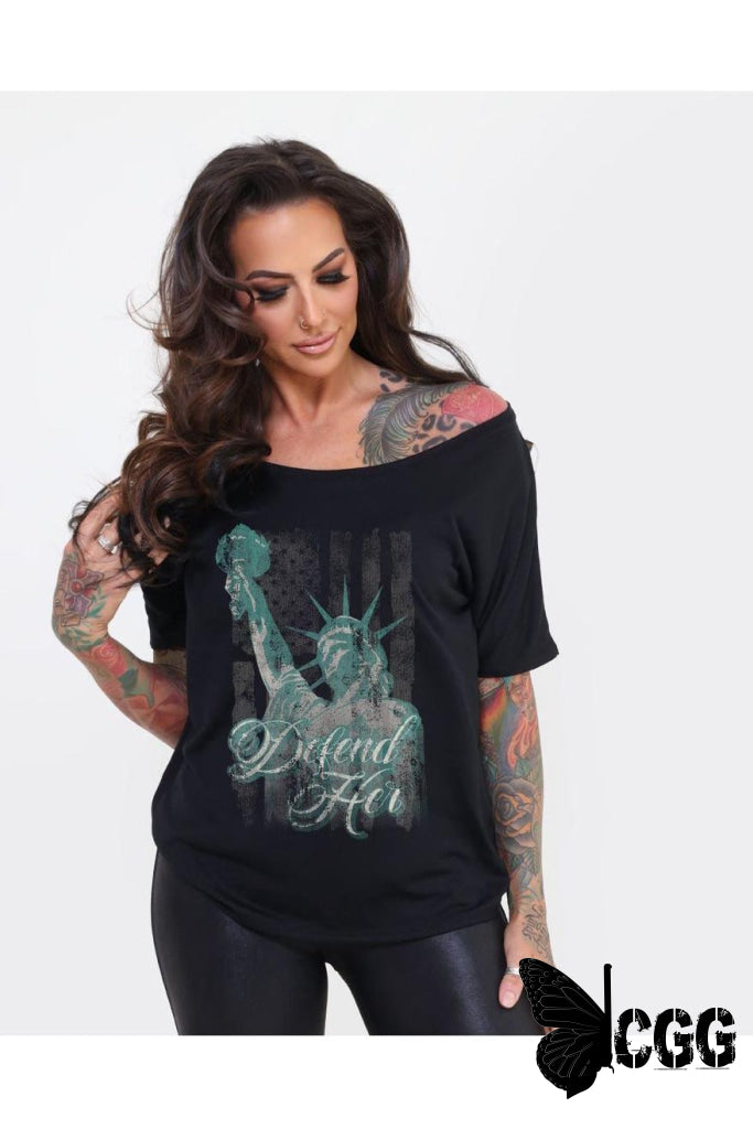 Defend Her Design Black Ladies Rocker Tee / Small Shirt