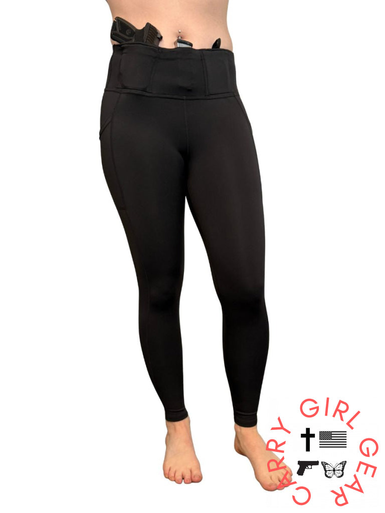Defender Concealed Carry Leggings | Black & Olive XS / Black Leggings