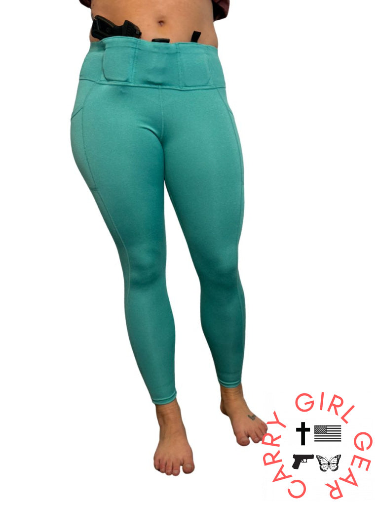 Defender Concealed Carry Leggings | Heathered Teal S / Teal Leggings