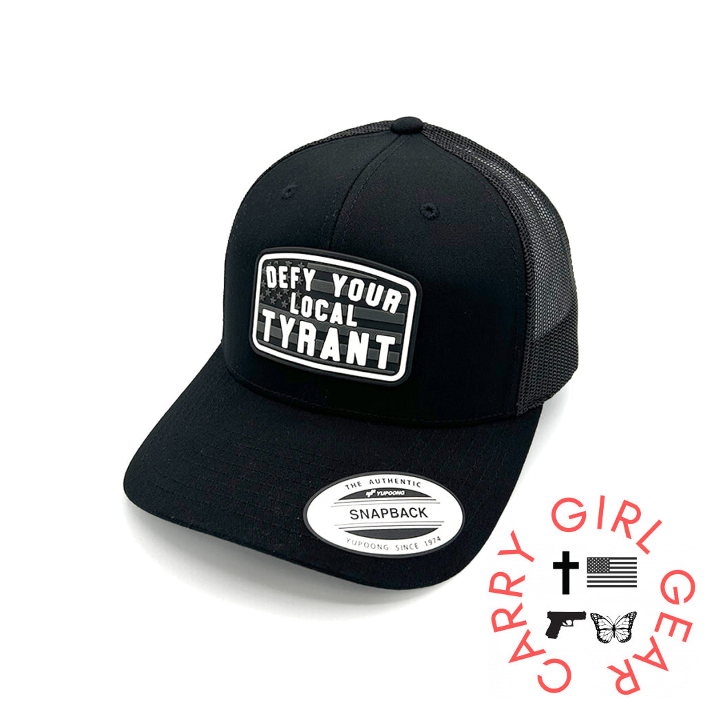 Defy Your Local Tyrant Hat PVC Patch Curved Bill Snapback / Black NC - Hats