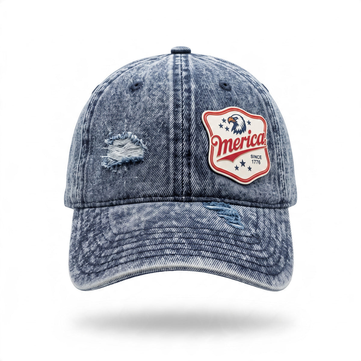 'MERICA Distressed Denim Patch Hat