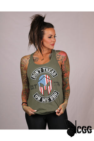 Don’t Tread On Me Military Green Design Ladies Racerback Tank / Small Long-Sleeved Shirt