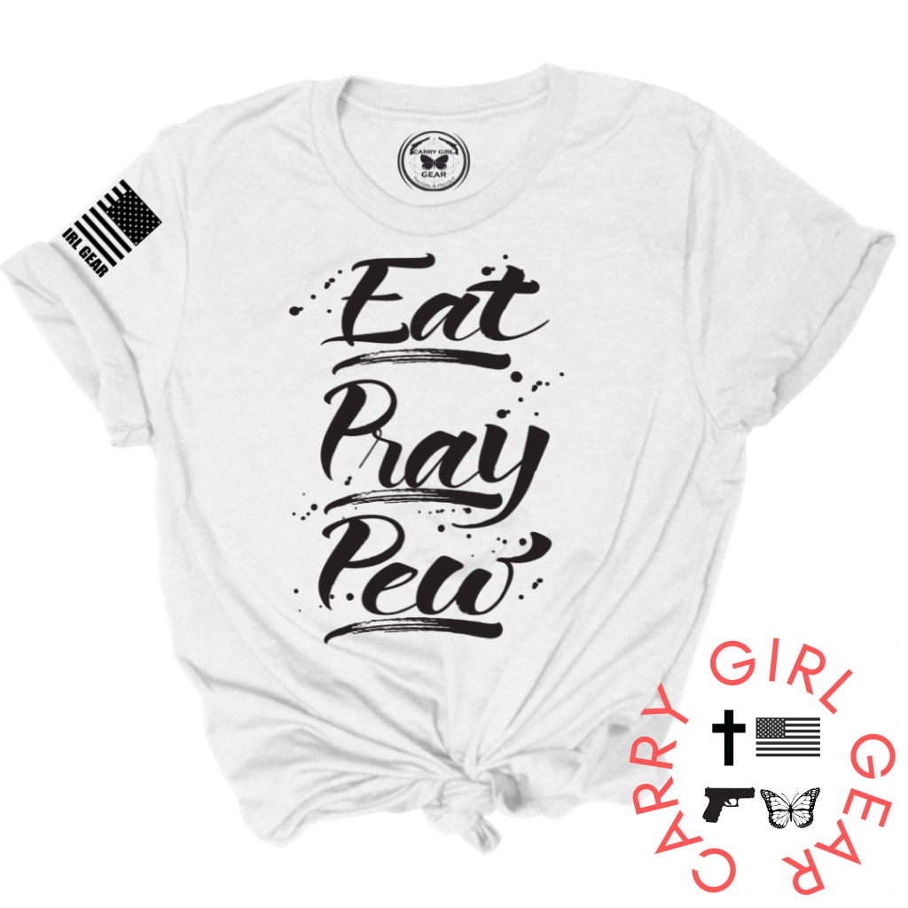 Eat Pray Pew Tee Xs / White Unisex Cut Cgg Perfect Tee
