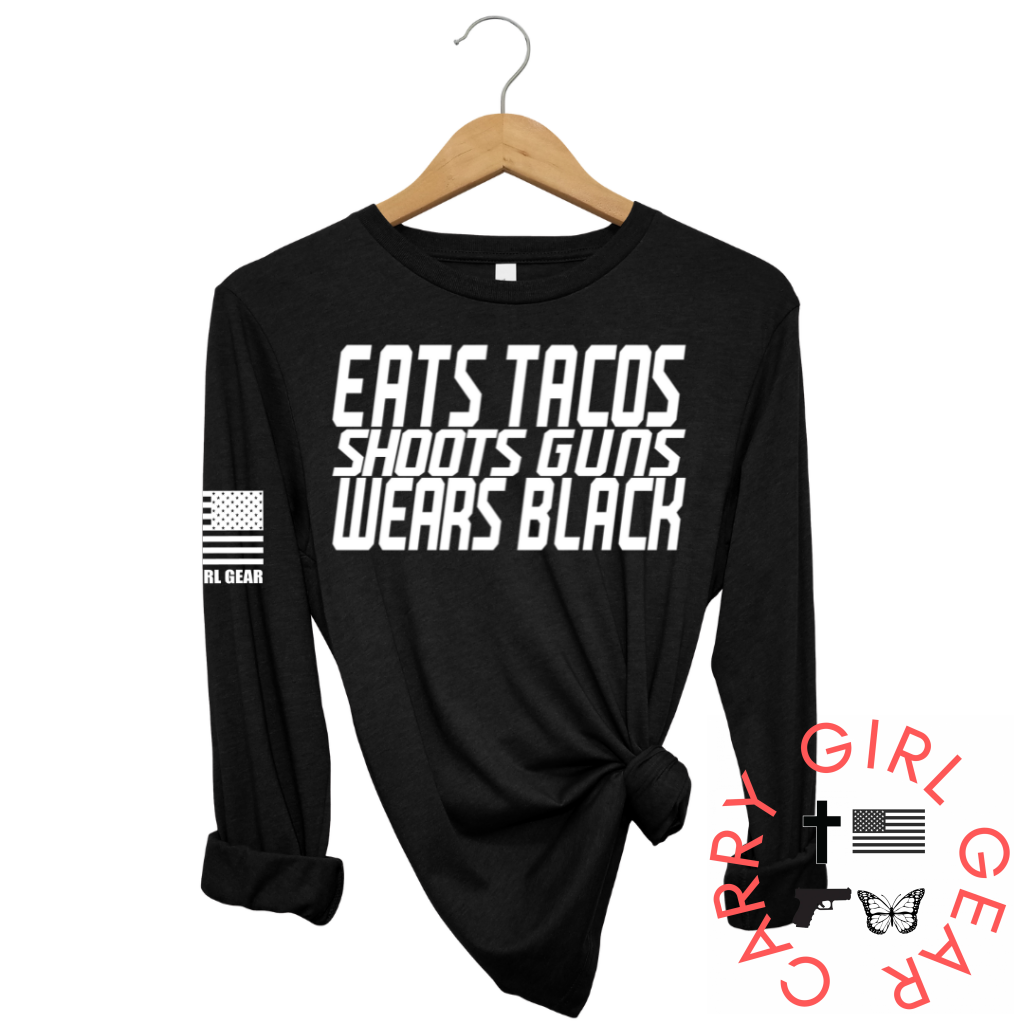 Eats Tacos Long Sleeve Black / Xs