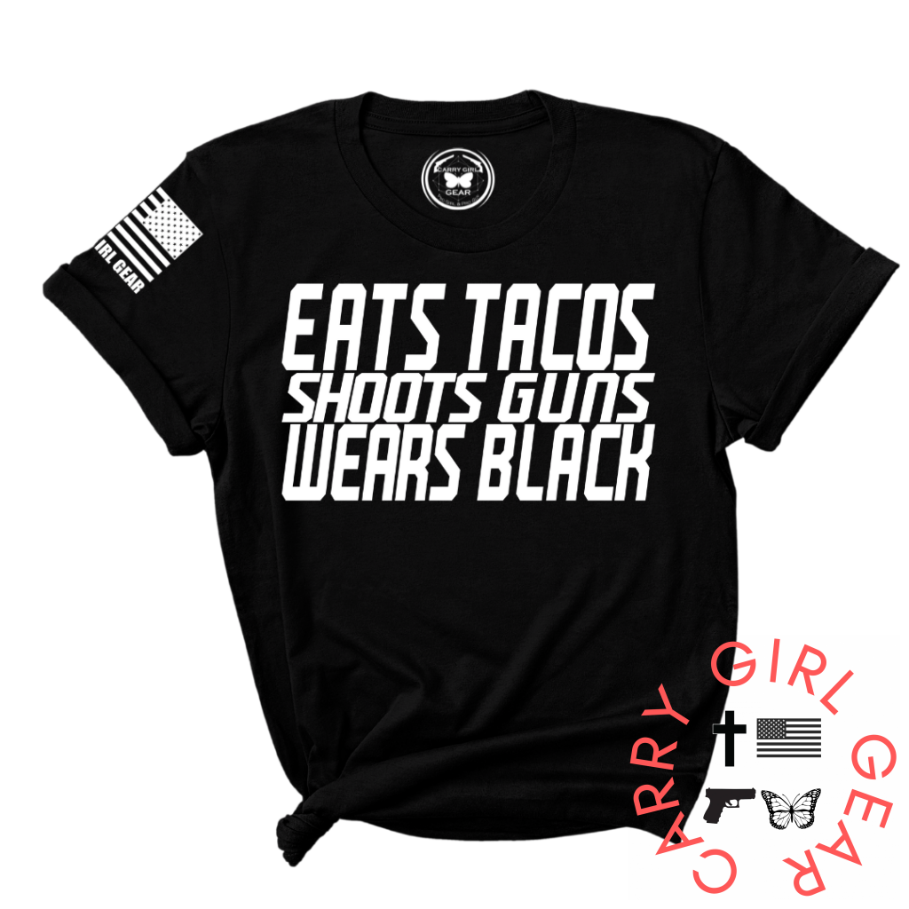 Eats Tacos Tee Xs / Black Unisex Cut Cgg Perfect Tee
