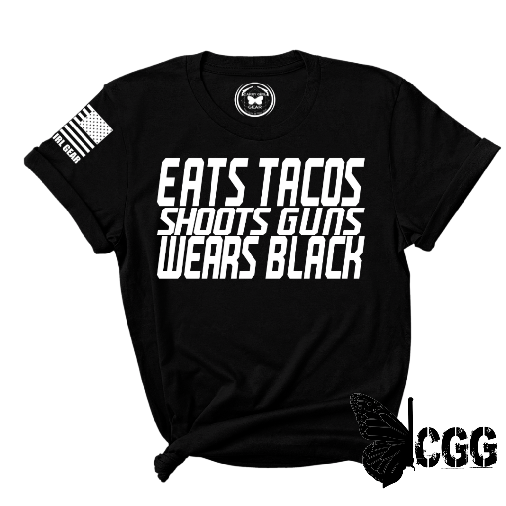 Eats Tacos Tee Xs / Black Unisex Cut Cgg Perfect Tee