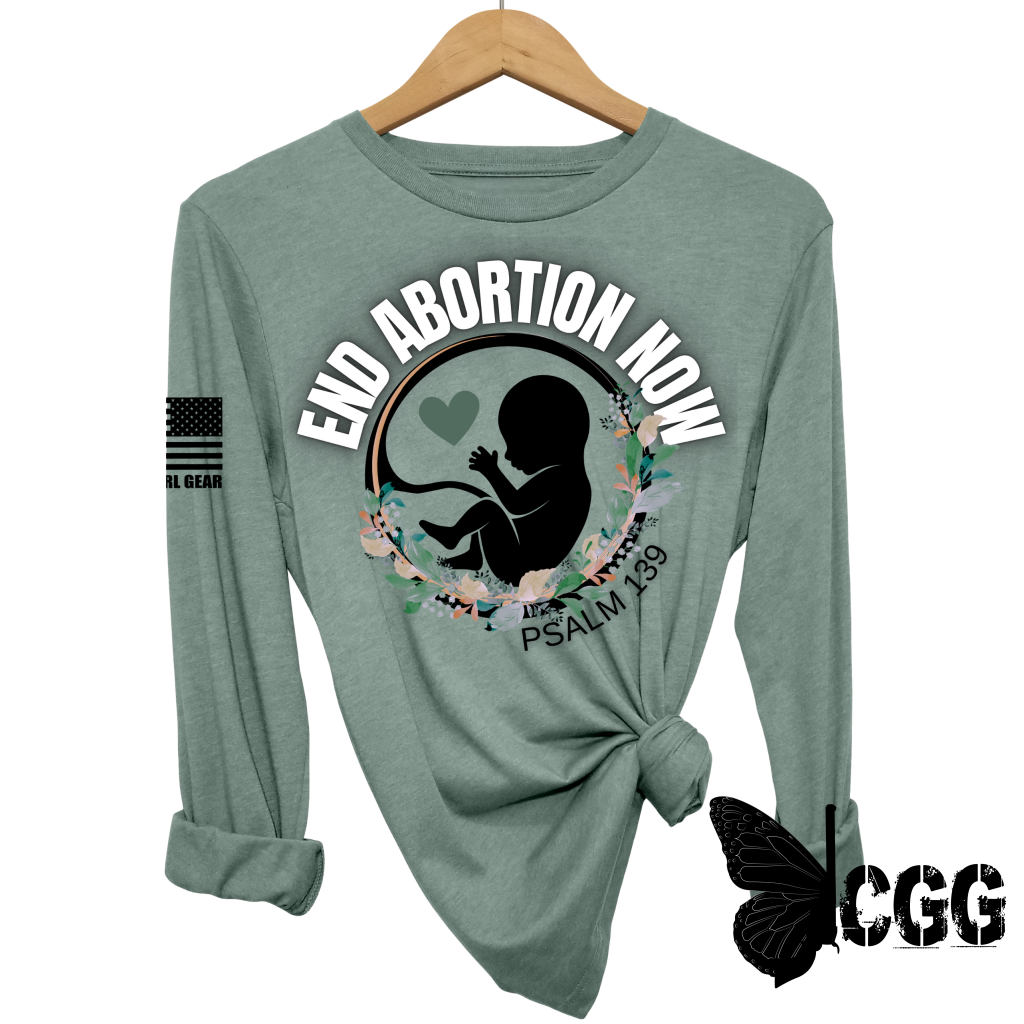 End Abortion Now Long Sleeve Heather Dusty Blue / Xs