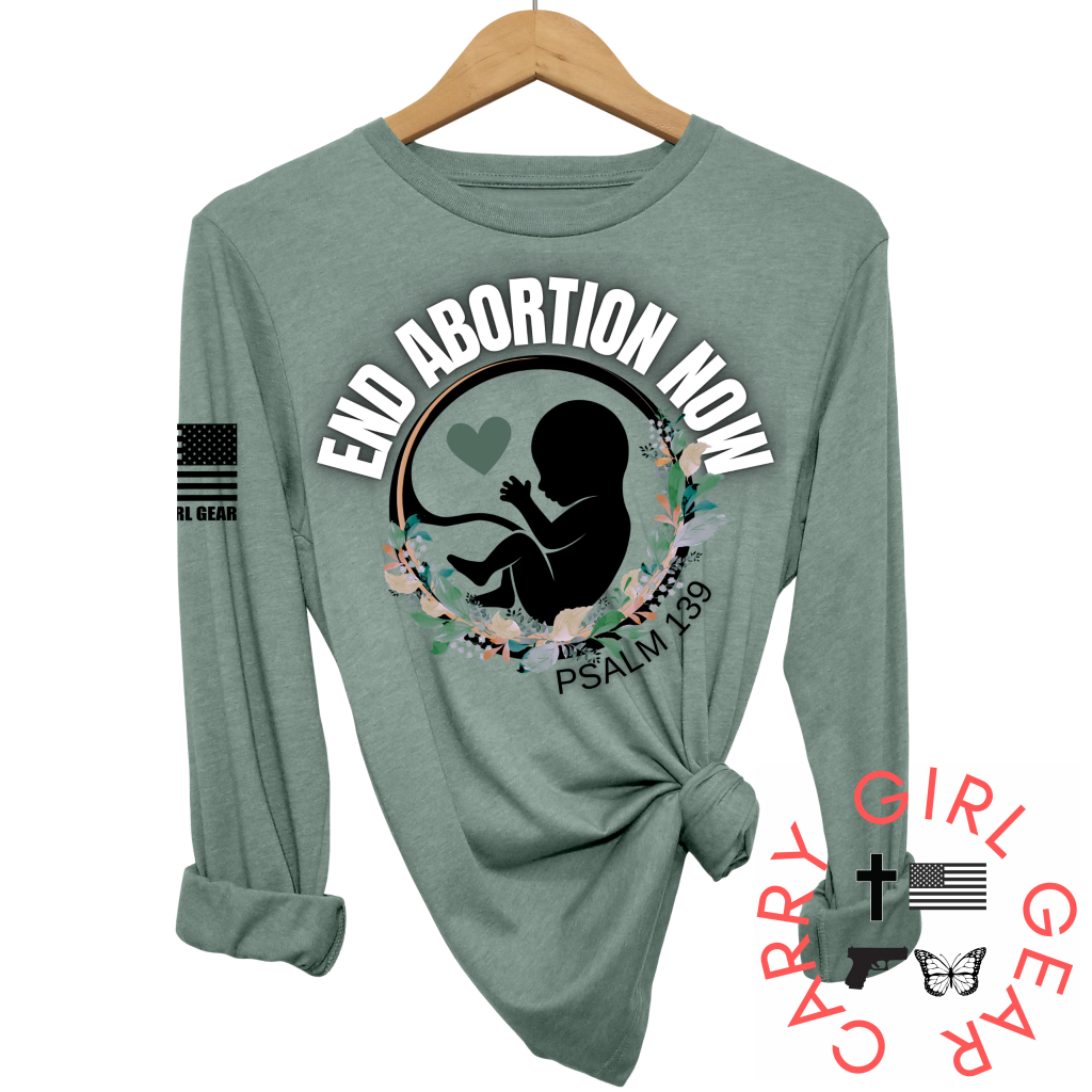 End Abortion Now Long Sleeve Heather Dusty Blue / Xs