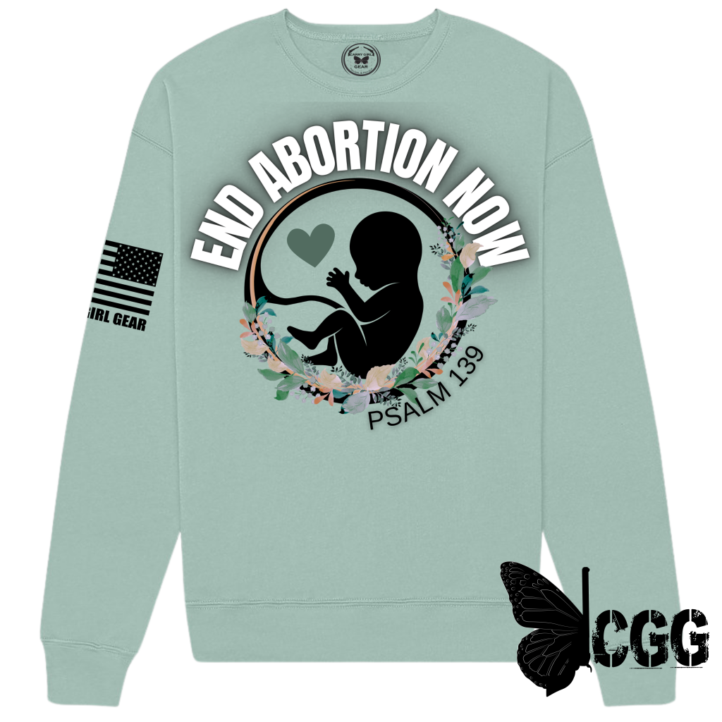 End Abortion Now Sweatshirt / Heather Dusty Blue Xs