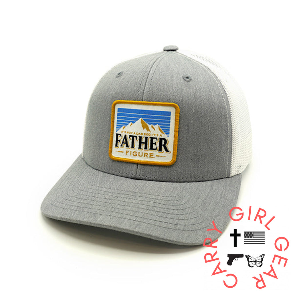 Father Figure Woven Patch Hat Curved Bill Snapback / Heather And White NC - Hats