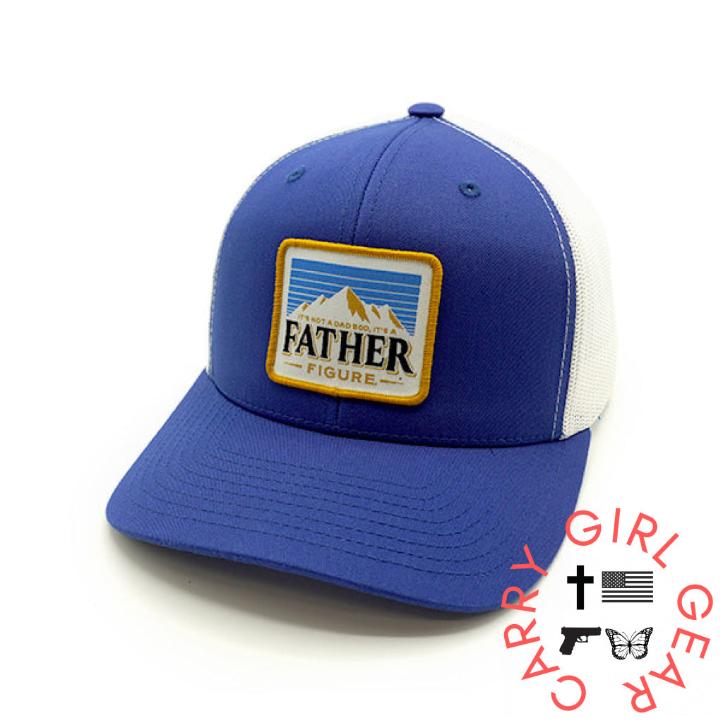Father Figure Woven Patch Hat Curved Bill Snapback / Royal And White NC - Hats