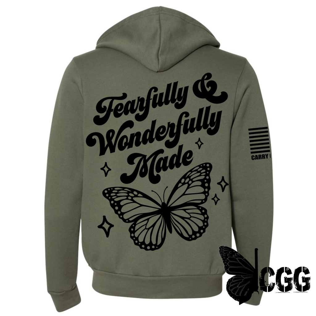 Fearfully & Wonderfully Made Zippered Hoodie Military Green / Xs