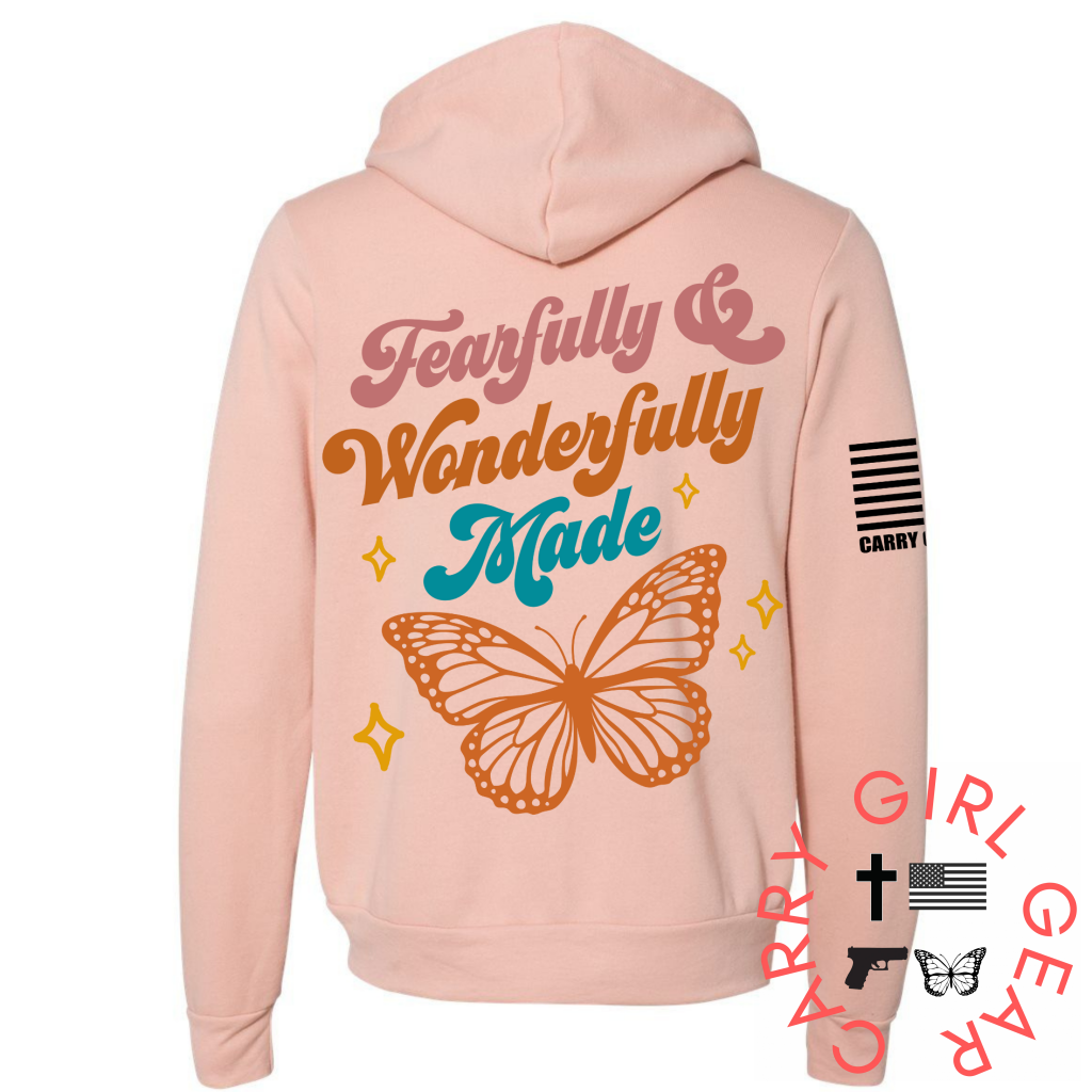 Fearfully & Wonderfully Made Zippered Hoodie Peach / Xs