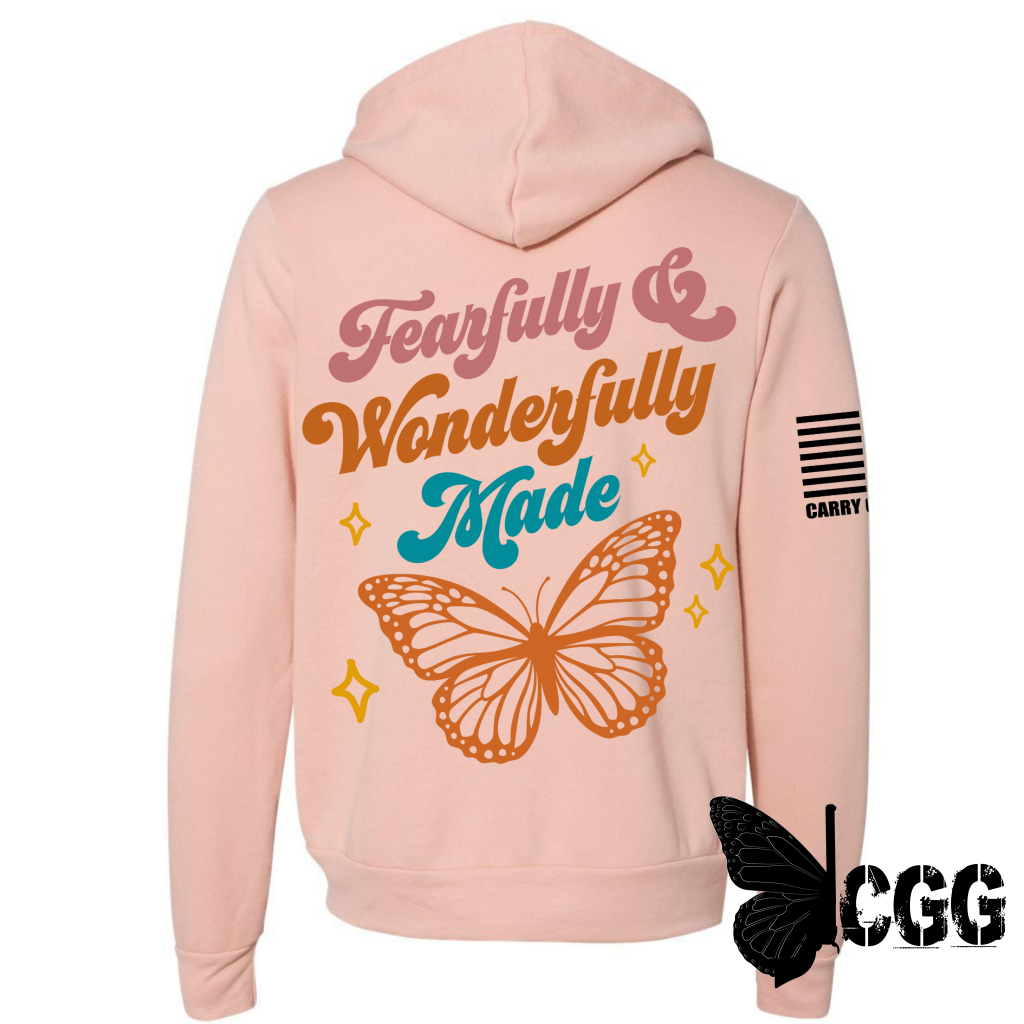 Fearfully & Wonderfully Made Zippered Hoodie Peach / Xs