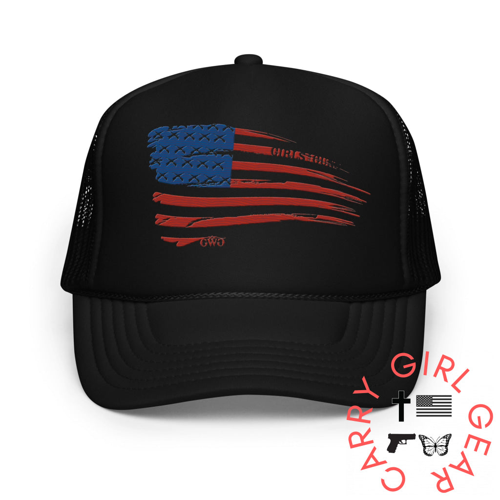 Flag Trucker Hat Black Hat