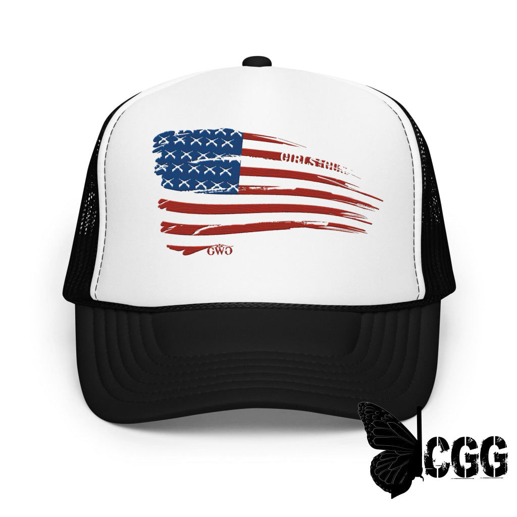 Flag Trucker Hat Black / White / Black Hat