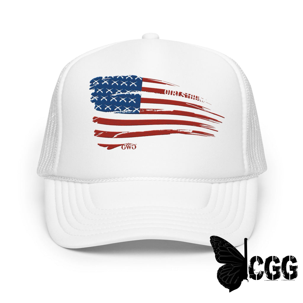 Flag Trucker Hat White Hat