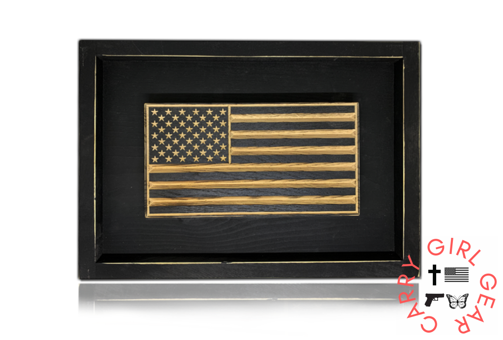 Flags Of Valor - Old Glory Desk Flag Black Frame / And White