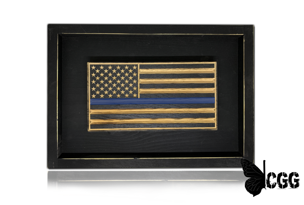 Flags Of Valor - Old Glory Desk Flag Black Frame / Thin Blue Line