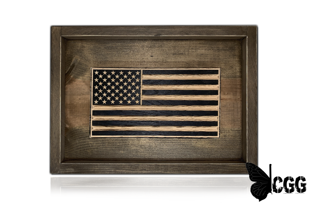 Flags Of Valor - Old Glory Desk Flag Brown Frame / Black And White