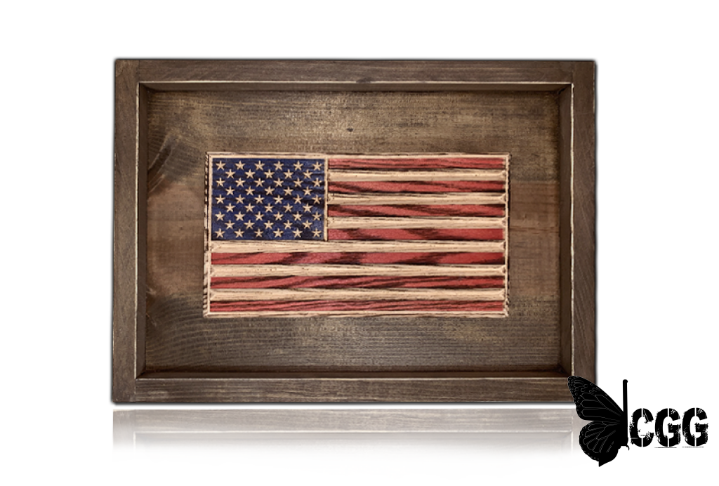 Flags Of Valor - Old Glory Desk Flag Brown Frame / Red White Blue