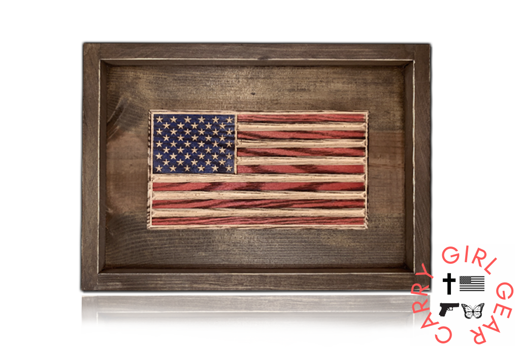 Flags Of Valor - Old Glory Desk Flag Brown Frame / Red White Blue