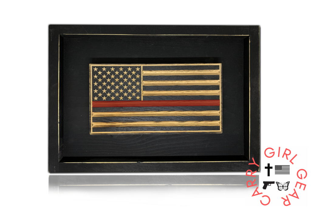 Flags Of Valor - Old Glory Desk Flag Black Frame / Thin Red Line