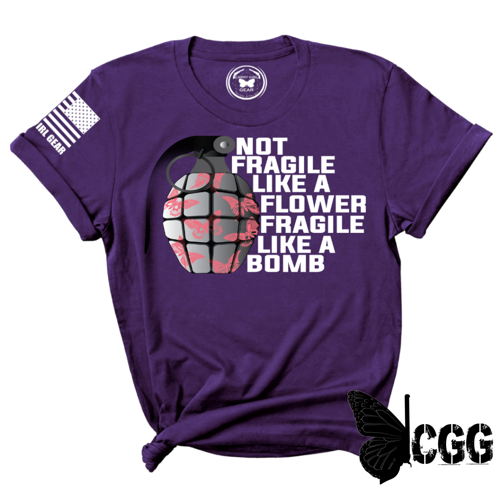 Fragile Like A Bomb Tee Xs / Purple Unisex Cut Cgg Perfect Tee